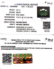 3.91/CT Natural Panna Stone with Govt. Lab Certificate (8991)